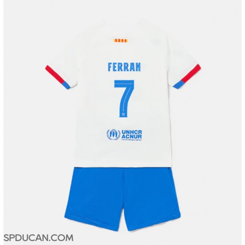 Dječji Nogometni Dres Barcelona Ferran Torres #7 Gostujuci 2023-24 Kratak Rukav (+ Kratke hlače)